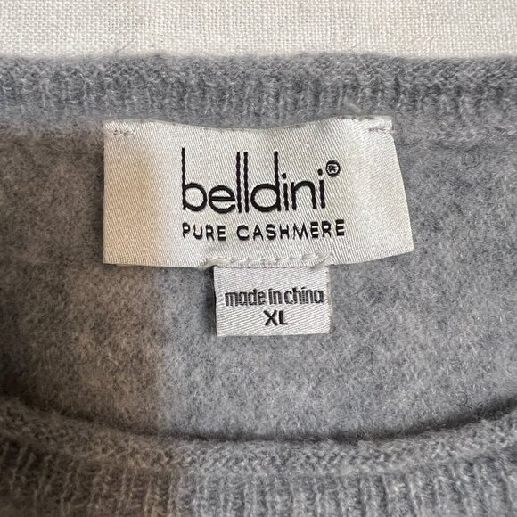 Belldini Women’s 100% Cashmere Gray Sweater Size XL Soft Crew Neck Long Sleeve - Picture 6 of 8